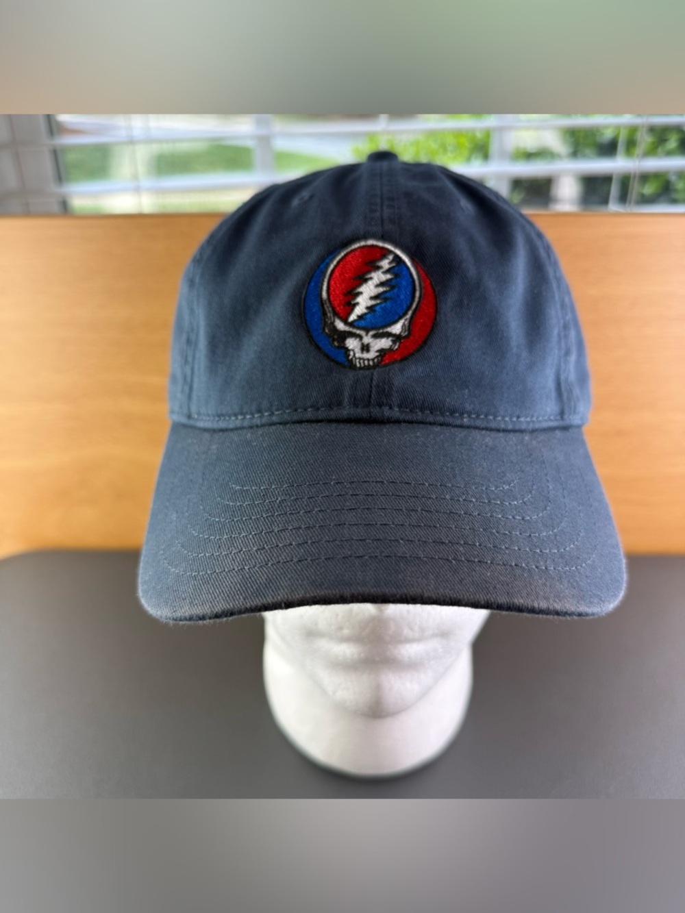 Grateful Dead Steal Your Face Logo Music Band Navy Blue Adjustable Strap Dad Hat